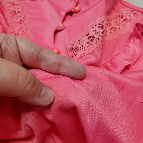 Vintage Prairie Pink Ruffle Edwardian Romantic Grandmacore Lace Blouse 38 Large - Picture 5 of 10